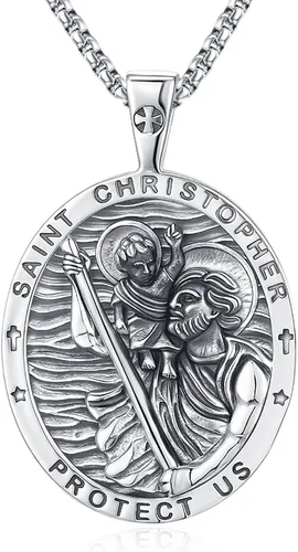 Miniatura 18 de Eusense San Miguel San Cristóbal San Benito San Judas Virgen María Collar chapado en oro 925 joyería religiosa para hombres y mujeres, collar
