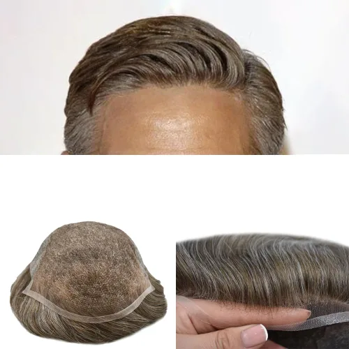 Miniatura 48 de Mens Toupee Hair Piece Human Hair Replacement System For Men Soft French Lace Men Hair System Hairpieces For Men Toupee For Men Protesis Capilar