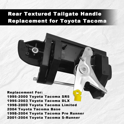 Miniatura 4 de Manija texturizada para puerta trasera negra para puerta trasera, compatible con camioneta Toyota Tacoma 1995, 1996, 1997, 1998, 1999, 2000, 2001