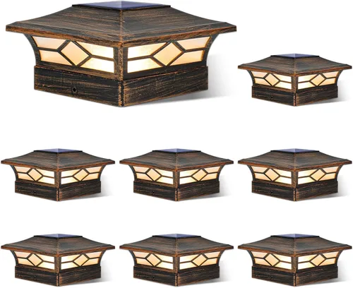 Miniatura 14 de Luces Solares para Tapas de Postes Exteriores Paquete de 4, Impermeables, Alimentadas por Energía Solar, Luces para Postes de Terraza y Valla