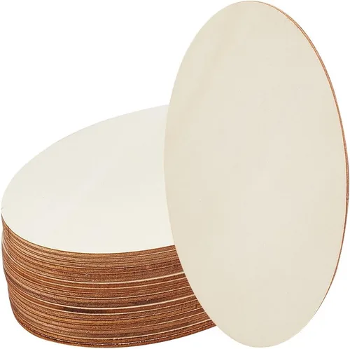 Miniatura 10 de NBEADS 100 piezas de madera sin terminar de 1.96 pulgadas con forma de anillos, adornos circulares, rebanadas de madera en blanco para pintura