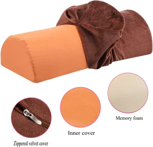 Miniatura 4 de Almohada de espuma viscoelástica para cuello, espalda, columna lumbar, piernas, alivio del dolor de rodilla, soporte multiusos (marrón)