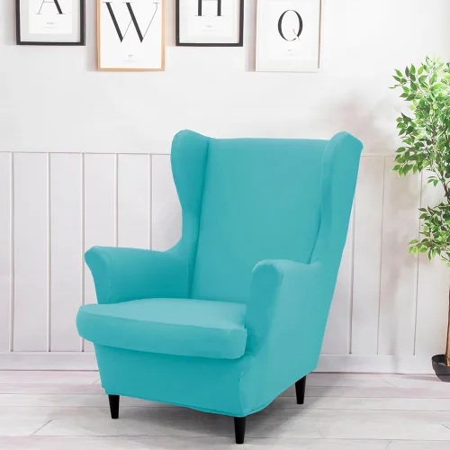Miniatura 18 de Morbuy Funda para silla Wingback, 2 piezas, lavable, elástica, con respaldo de ala, fundas para silla con brazos para sala de estar, dormitorio