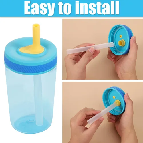 Miniatura 6 de 4 popotes de repuesto con válvula de mordida para Zak Designs Kelso de 15 onzas, con 1 cepillo de limpieza, reutilizables, para niños, accesorio