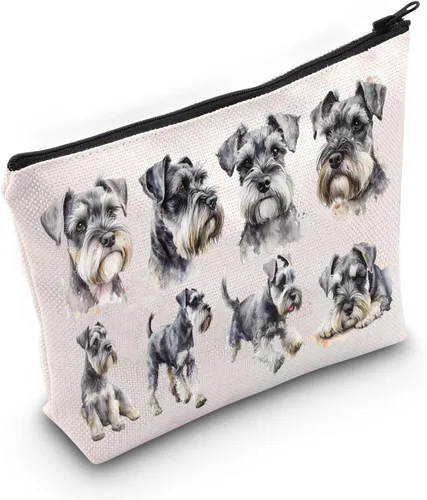 LEVLO Bolsa de maquillaje cosmética Schnauzer miniatura Schnauzer amante regalo miniatura Schnauzer mamá bolsa de viaje Bolsa de viaje Schnauzer