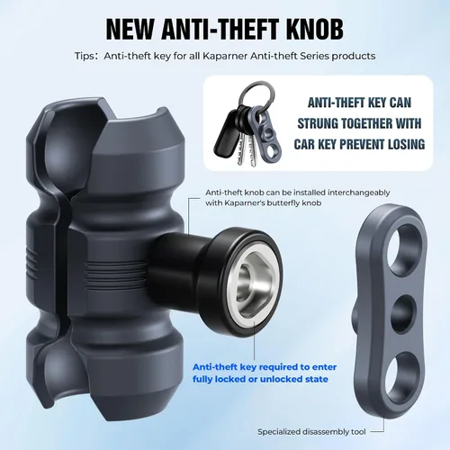 Miniatura 8 de Kit de soporte antirrobo para teléfono de motocicleta, con tornillo M10 para instalación de espejo, cabeza de bola de 0.984 in y barra corta