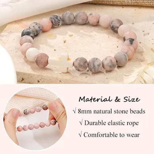 Miniatura 3 de Christmas Gift for Women Cross Bracelet for Women Christian Elastic Bracelet for Mother Daughter Granddaughter Aunt Niece Grandma Sister Teacher