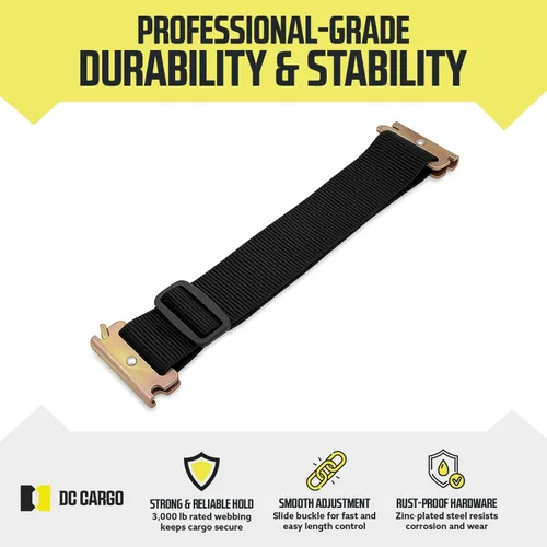 Miniatura 3 de DC Cargo Mall Correas E Track – Paquete de 4 – Correas de amarre ajustables y estándar resistentes de 12 a 22 pulgadas, compatibles con accesorios