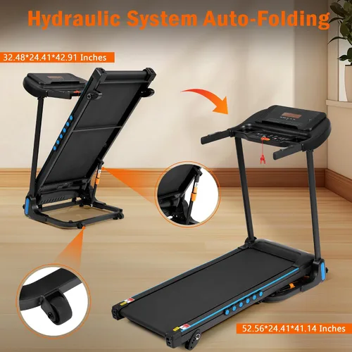Miniatura 5 de Cinta de correr plegable resistente para uso doméstico, máquina eléctrica para correr, trotar y caminar con soporte para dispositivos, inclinación