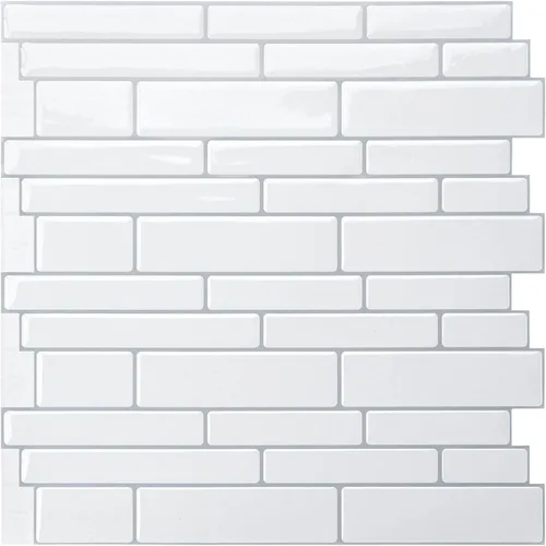 WOWSTAR - 10 hojas de azulejos blancos para salpicaduras de cocina que se despegan y pegan, azulejos adhesivos de aspecto mármol para cocina, 30,5 x
