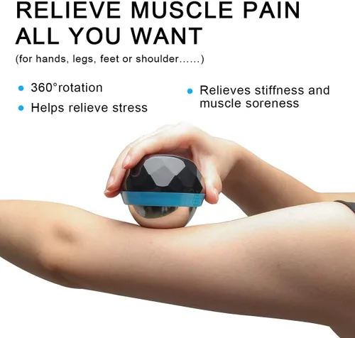 Miniatura 6 de Coolrunner Bola de rodillo de masaje frío, bola de masaje frío criosfera, terapia de calor y alivio de terapia de frío con núcleo de gel frío, ayuda