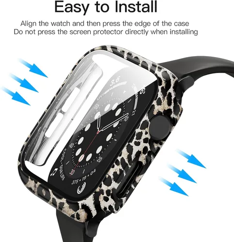Miniatura 4 de Paquete de 10 fundas para Apple Watch Series 3/2/1 de 1.496 pulgadas con protector de pantalla de vidrio templado, alta definición, resistente a