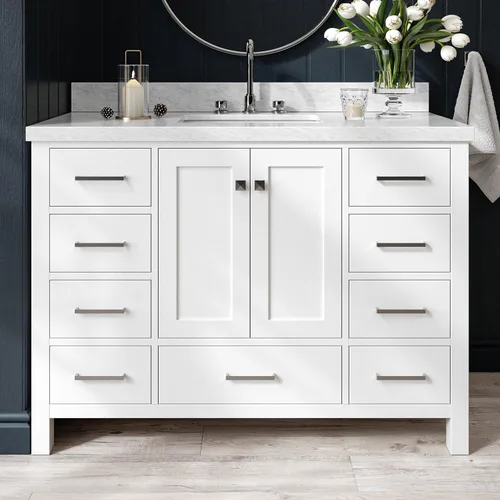 Miniatura 34 de ARIEL Cambridge - Mueble de baño espresso de 43 pulgadas con fregadero, borde de mármol italiano de carrara de 1.5 pulgadas, madera maciza