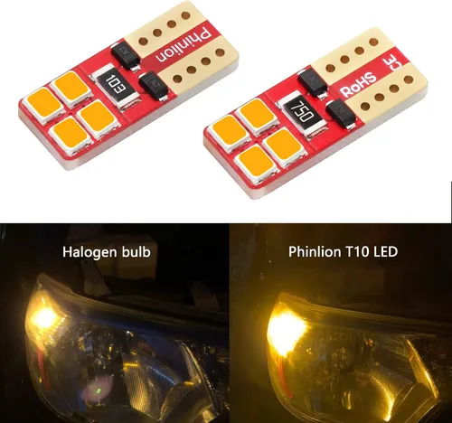 Miniatura 3 de PHINLION 12V T10 168 194 Bombillas LED amarillas ámbar, súper brillantes, miniatura 2835 8-SMD, cuña 12961 12396 para luces interiores de coche
