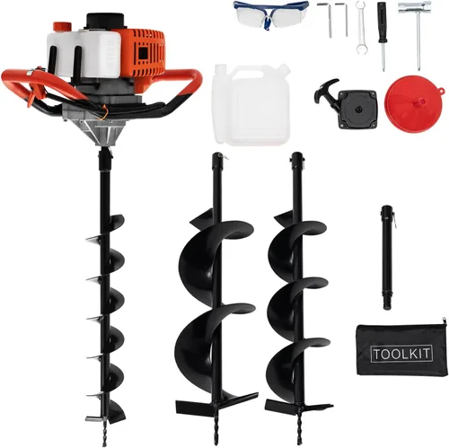 Miniatura 11 de Taladro de tierra de 52 cc de 2 tiempos para perforaciones de poste a gas + brocas de 4 pulgadas, 8 pulgadas y barra de extensión, excavadora