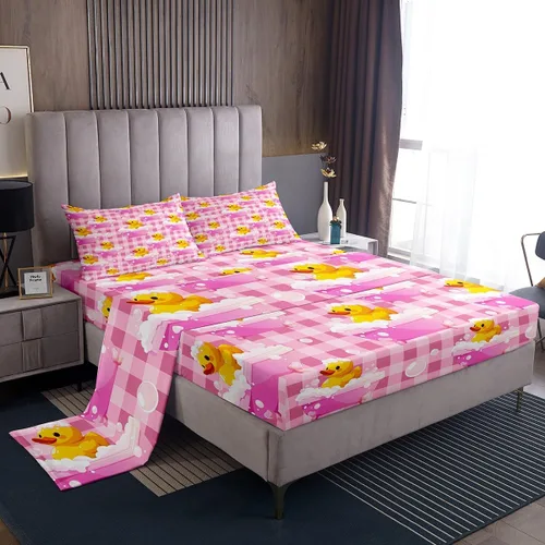 Miniatura 18 de Erosebridal Juego de sábanas para niños y niñas, diseño de pato amarillo, diseño de patos de dibujos animados, juego de ropa de cama de granja