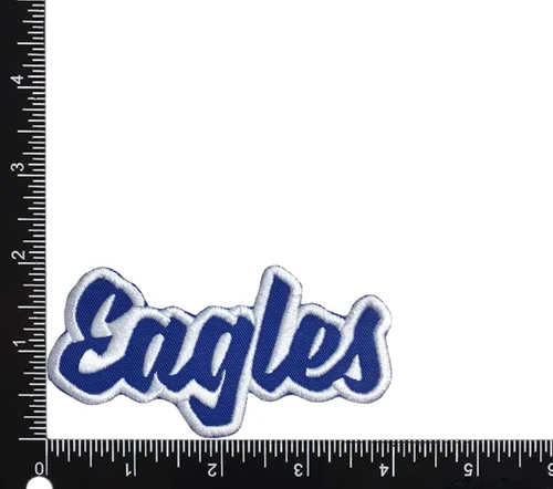 Miniatura 6 de (2 x 4 pulgadas) Eagles, espíritu de equipo, bordado, parche para planchar (sarga blanca/contorno verde)
