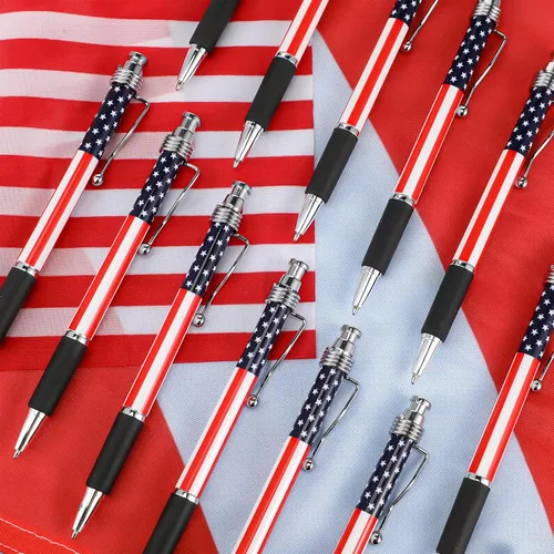 Miniatura 4 de Tenare 64 bolígrafos de tinta de gel patriótica de 250 aniversario del 4 de julio con la bandera estadounidense de 0.039 in (0.039 in) para escribir
