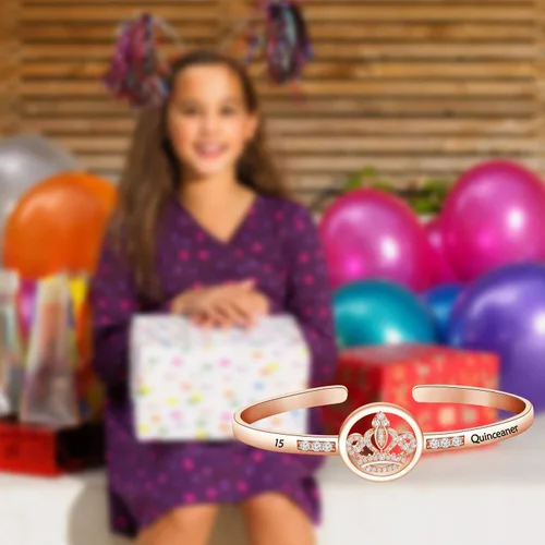 Miniatura 7 de Feelmem 15 cumpleaños regalo para niña corona dulce 15 años Quinceañera collar de membrillo joyería niña dulce 15 cumpleaños joyería 15 cumpleaños