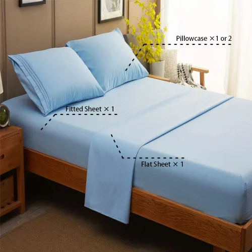 Miniatura 2 de SONORO KATE Juego de sábanas de microfibra súper suave de 1800 hilos, sábanas egipcias de lujo de 18 pulgadas de profundidad, antiarrugas e Azul lago