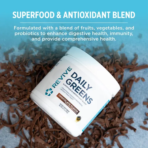 Miniatura 4 de Revive MD Daily Green Powder Superfood (chocolate) – Supergreens Polvo para apoyar los niveles de energía – Jugo verde que mejora la ingesta