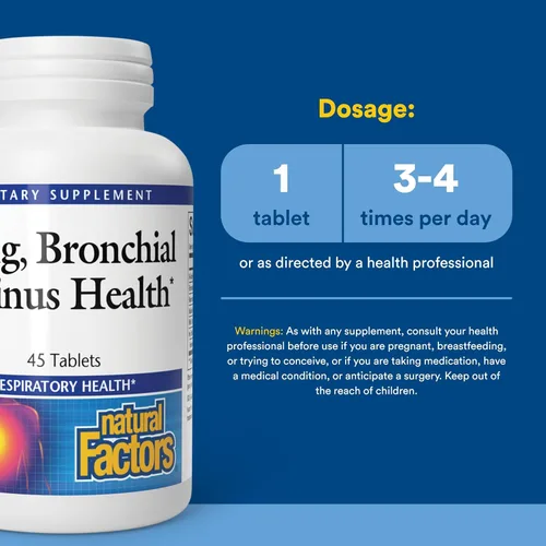 Miniatura 3 de Salud Pulmonar, Bronquial y Sinusal por Natural Factors, Suplemento Natural para la Salud Respiratoria y Respiración Fácil, 45 Tabletas