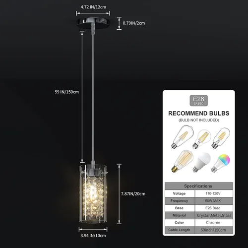 Miniatura 5 de baunoisk Mini lámparas colgantes de cristal, lámpara colgante pequeña, moderna de cristal, isla de cocina, paquete de 3 luces colgantes para cocina