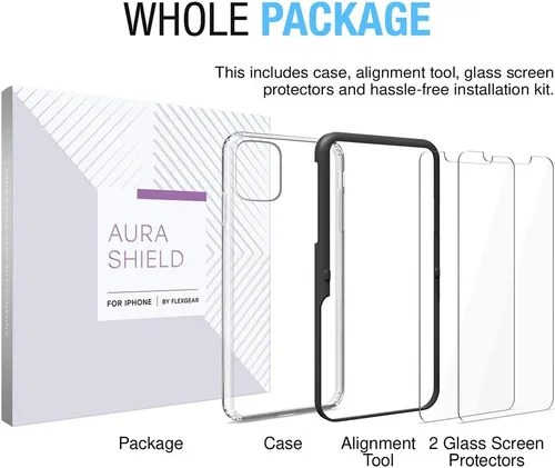 Miniatura 4 de Funda para iPhone 11 Pro Max con 2 protectores de pantalla de vidrio [protección completa] - Transparente