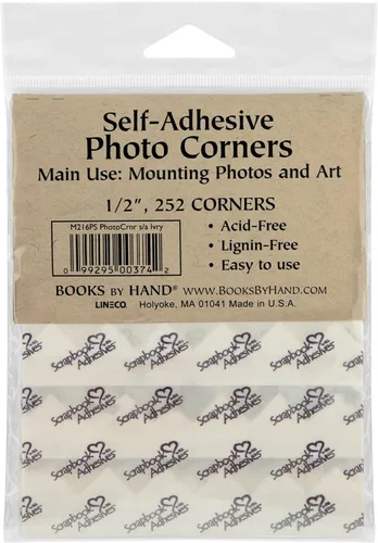 Miniatura 2 de Lineco Esquinas de fotos de archivo de 0.5 pulgadas sin ácidos, color marfil, autoadhesivas, sensibles a la presión, no amarillean, monta imágenes