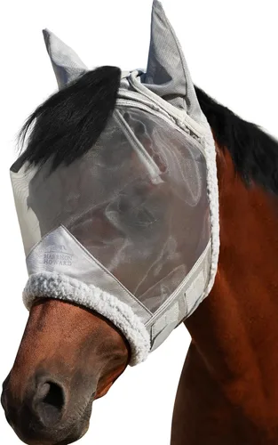 Miniatura 14 de Harrison Howard CareMaster - Máscara para mosca de caballo, malla fina con protección UV con lana extra suave al tacto en la piel, luz de luna
