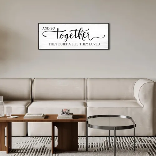 Miniatura 7 de Letrero de pared «And So Together They Built A Life They Loved»: Arte de pared de dormitorio principal de estilo rústico, letrero de dormitorio