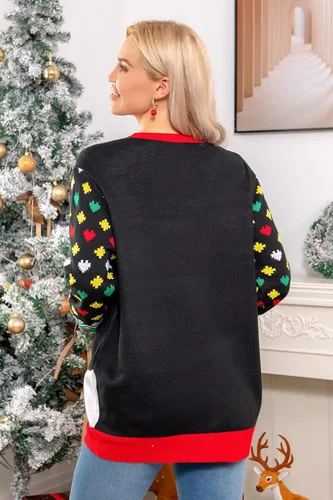 Miniatura 4 de RAISEVERN Suéter feo de Navidad para mujer, suéter de punto de manga larga, cuello redondo