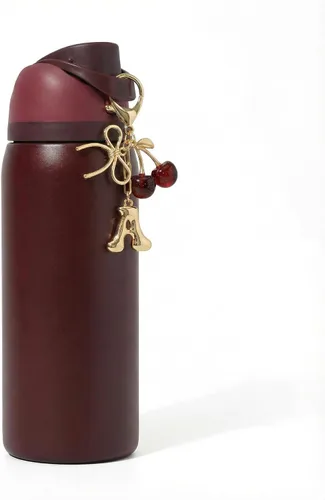 Miniatura 25 de Botella de agua de cereza negra para Owala de 16 onzas, 19 onzas, 24 onzas, 32 onzas, 40 onzas, cereza roja negra con bonitas cerezas y colgante