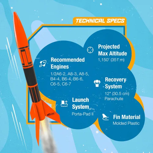 Miniatura 5 de Estes Kit de construcción de cohetes Alpha III 1427, kit de modelo de cohete volador para principiantes a partir de 10 años, incluye almohadilla