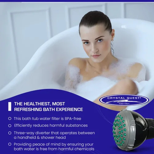 Miniatura 3 de Sistema de Filtración de Energía para Ducha de Mano de Lujo Crystal Quest - Negro - Libre de BPA 1.25-2.5 GPM Cartucho Reversible Excelente