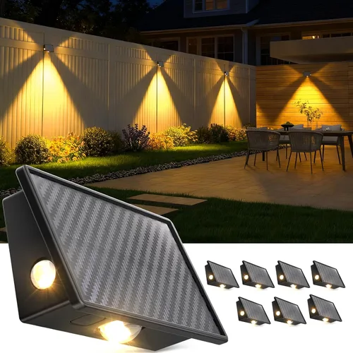 Miniatura 8 de JSOT - Luces de escalera para cubierta de 4 unidades para cerca exterior, pared, escalera, patio, jardín, decoración del patio trasero con 5 modos