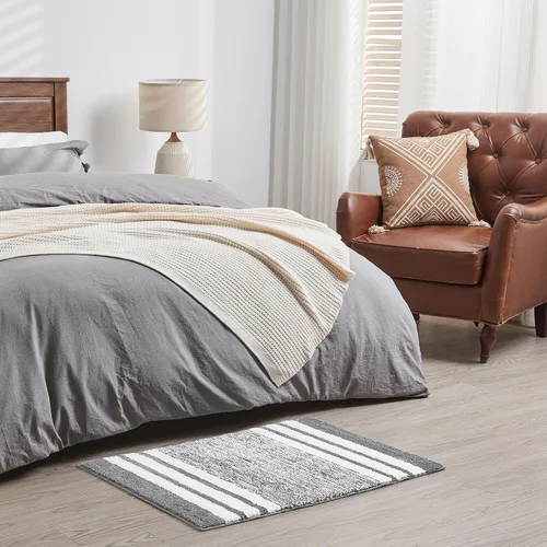 Miniatura 6 de CozeCube Alfombras de baño para baño antideslizantes, alfombra de baño de microfibra absorbente esponjosa lavable, alfombras de baño estéticas, Gris