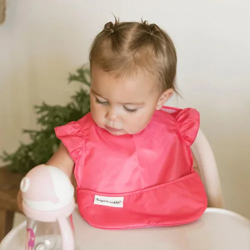 Miniatura 3 de Tiny Twinkle Baberos Antiderrame para Comer para Bebé Baberos Impermeables y Limpiables para Niños Pequeños con Bolsillo de Recolección Baberos