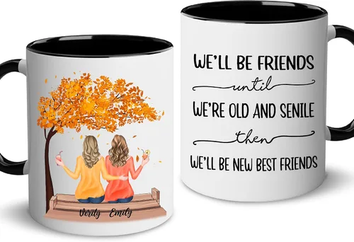 Miniatura 11 de WHIDOBE Taza personalizada para hermana (2 mujeres) personalizada de 11 onzas, 15 onzas, taza de cerámica para hermana, mejores amigas con avatares