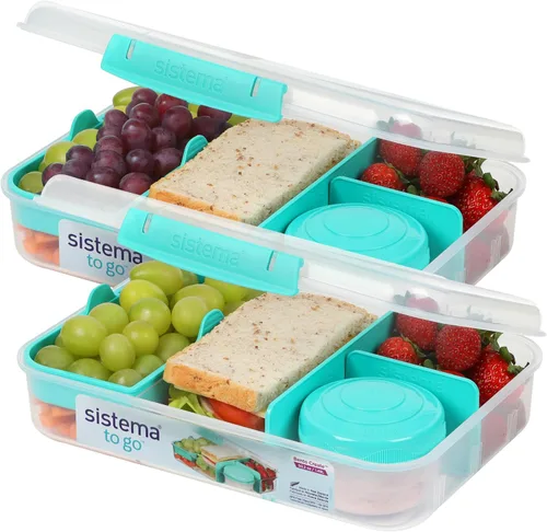 Miniatura 11 de Sistema Recipientes de almacenamiento de alimentos de 5 piezas con 3 compartimentos y tapas para preparación de comidas, aptos para lavavajillas