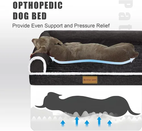 Miniatura 3 de Patas Lague Cama Ortopédica para Perros de Tamaño Grande 36''X24'', Impermeable Cómoda con Bolster en L Mediano Antideslizante Suave Cálida Cama