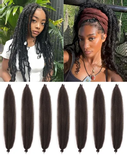 Miniatura 17 de 3 paquetes de cabello trenzado Marley Twist de 8 pulgadas, cabello afro twist elástico preseparado para rastas suaves de imitación, cabello