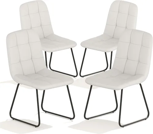 Miniatura 12 de HIPIHOM Juego de 4 sillas de comedor, modernas sillas de comedor de piel sintética para cocina, sala de estar, comedor (4 negras)