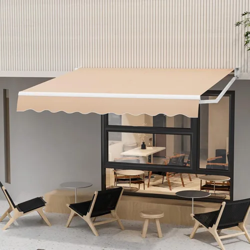 Giantex Toldo retráctil para patio – Refugio solar de 10 x 8.2 pies con manivela manual fácil, estructura de metal resistente, toldo exterior de