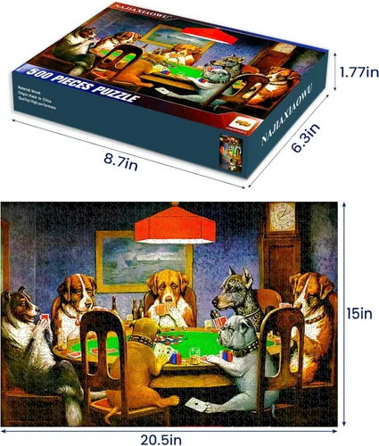 Miniatura 2 de Rompecabezas de 500 piezas para adultos, rompecabezas de madera de 500 piezas para adultos, rompecabezas de perros que juegan al póquer, Perros