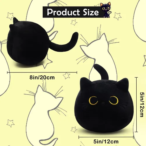 Miniatura 5 de Peluche de Gato Negro, 3 Piezas de Lindo Mini Gato Negro de Peluche para Decoración del Hogar, Suave Peluche de Gato para Cumpleaños para Niños