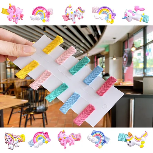 Miniatura 5 de Pinzas para el cabello para niñas, 10 piezas de lindos animales, caballos, accesorios para el cabello, pasadores coloridos para niños, bebés, niñas