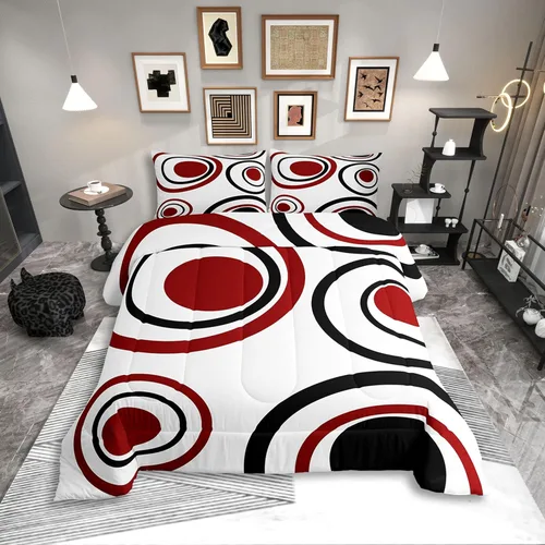 Miniatura 28 de Erosebridal Edredón Cuadrado para Niños y Niñas, Juego de Ropa de Cama Negro y Gris Blanco Azul Marino, Juego de Edredón Geométrico Completo
