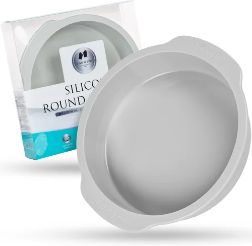 Cook'n'Chic - Molde redondo de silicona para tartas de 9 x 2 pulgadas, plato antiadherente para horno, molde profesional para hornear tartas, tartas