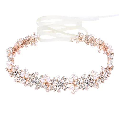 Miniatura 7 de Oriamour Tocado nupcial diseño de flores diadema de boda Accesorios para el cabello nupcial